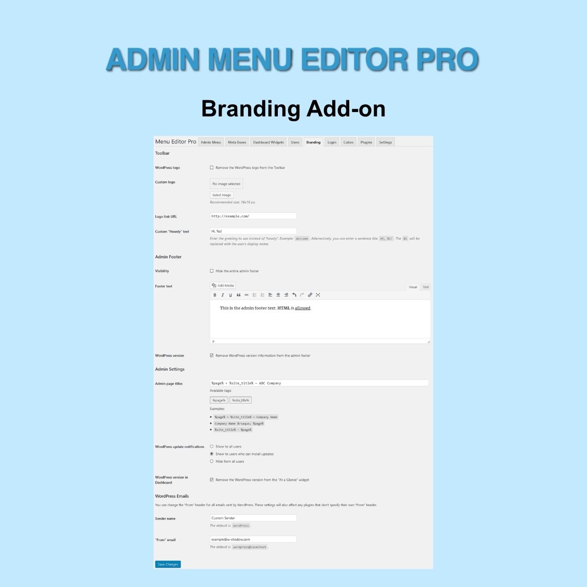 Admin Menu Editor Pro – Branding Add-on