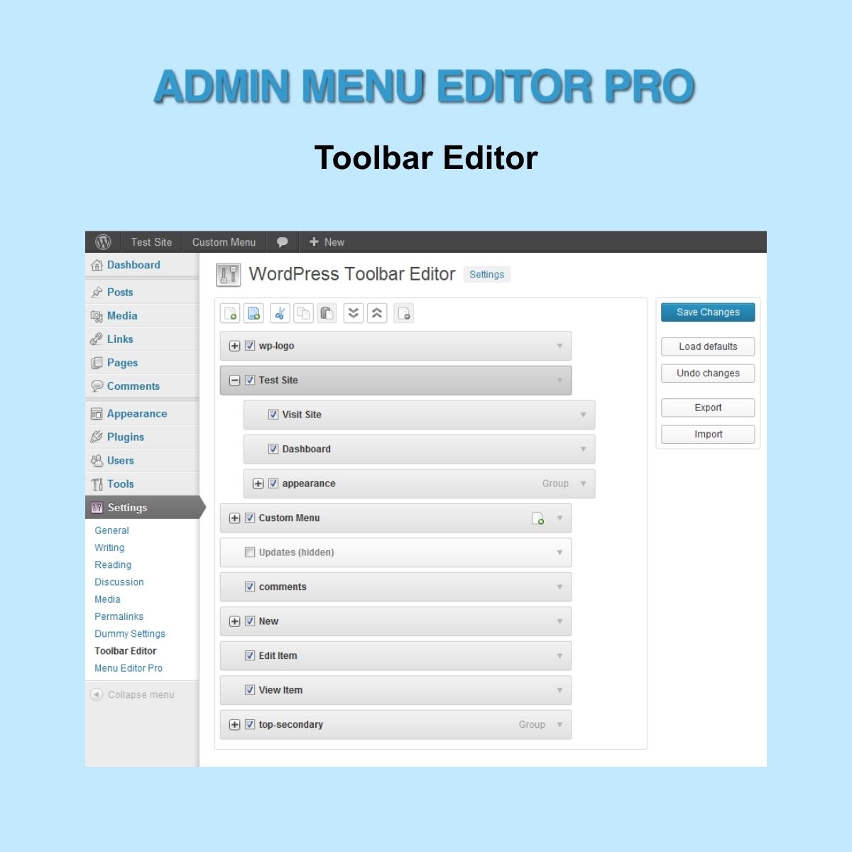 Admin Menu Editor Pro – Toolbar Editor