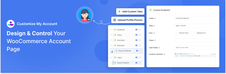 Customize My Account Page For Woocommerce